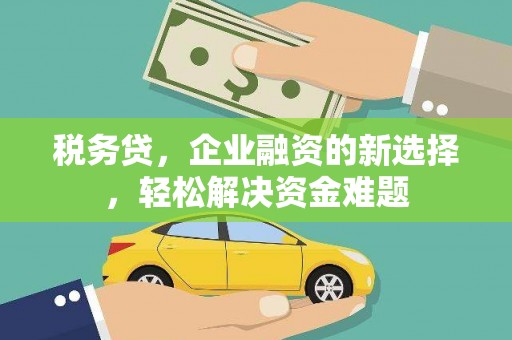 沙溪税务贷，企业融资的新选择，轻松解决资金难题
