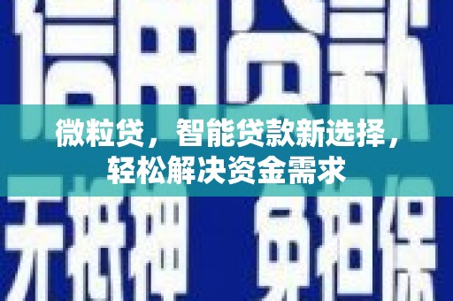 抚松微粒贷，智能贷款新选择，轻松解决资金需求